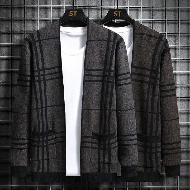 AVANOAH | CHECKERED KNIT CARDIGAN FOR MEN