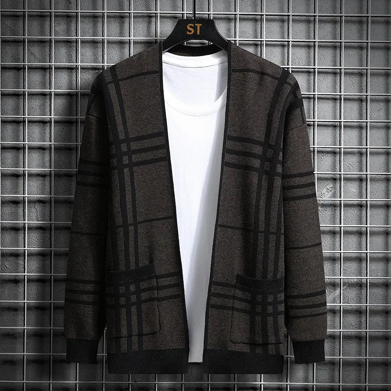 AVANOAH | CHECKERED KNIT CARDIGAN FOR MEN