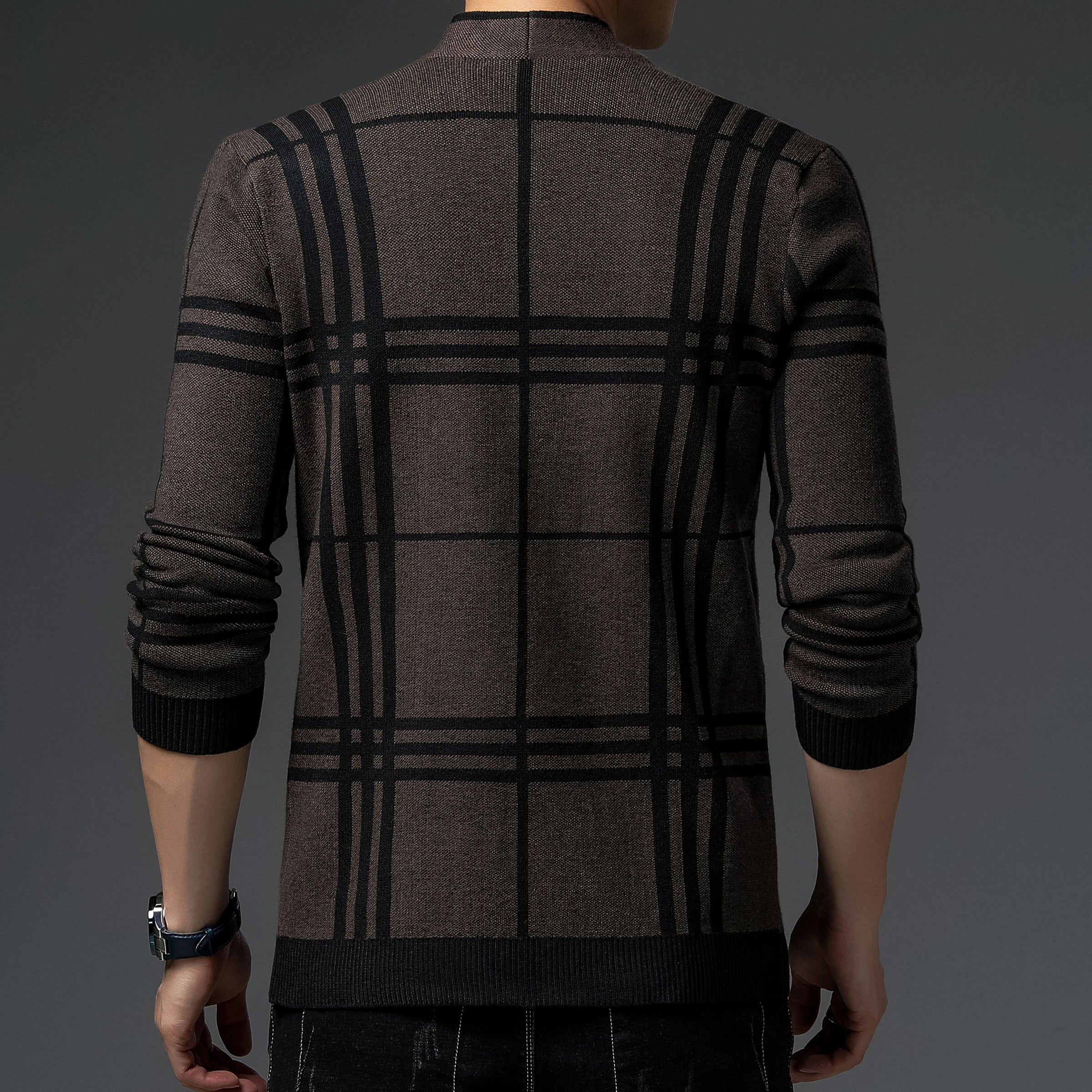 AVANOAH | CHECKERED KNIT CARDIGAN FOR MEN