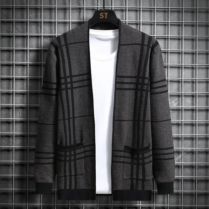 AVANOAH | CHECKERED KNIT CARDIGAN FOR MEN