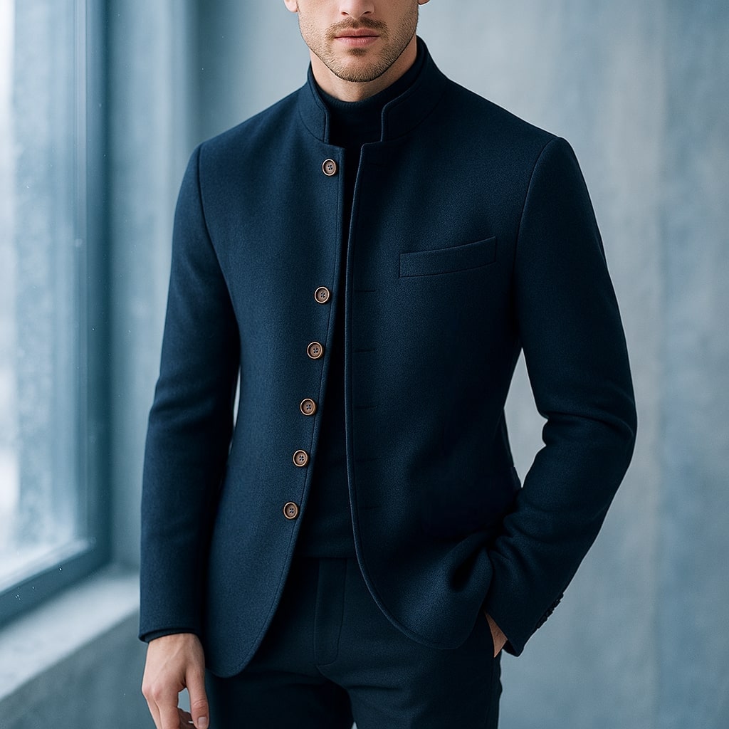 AVANOAH | WOOL JACKET WITH STRAIGHT COLLAR