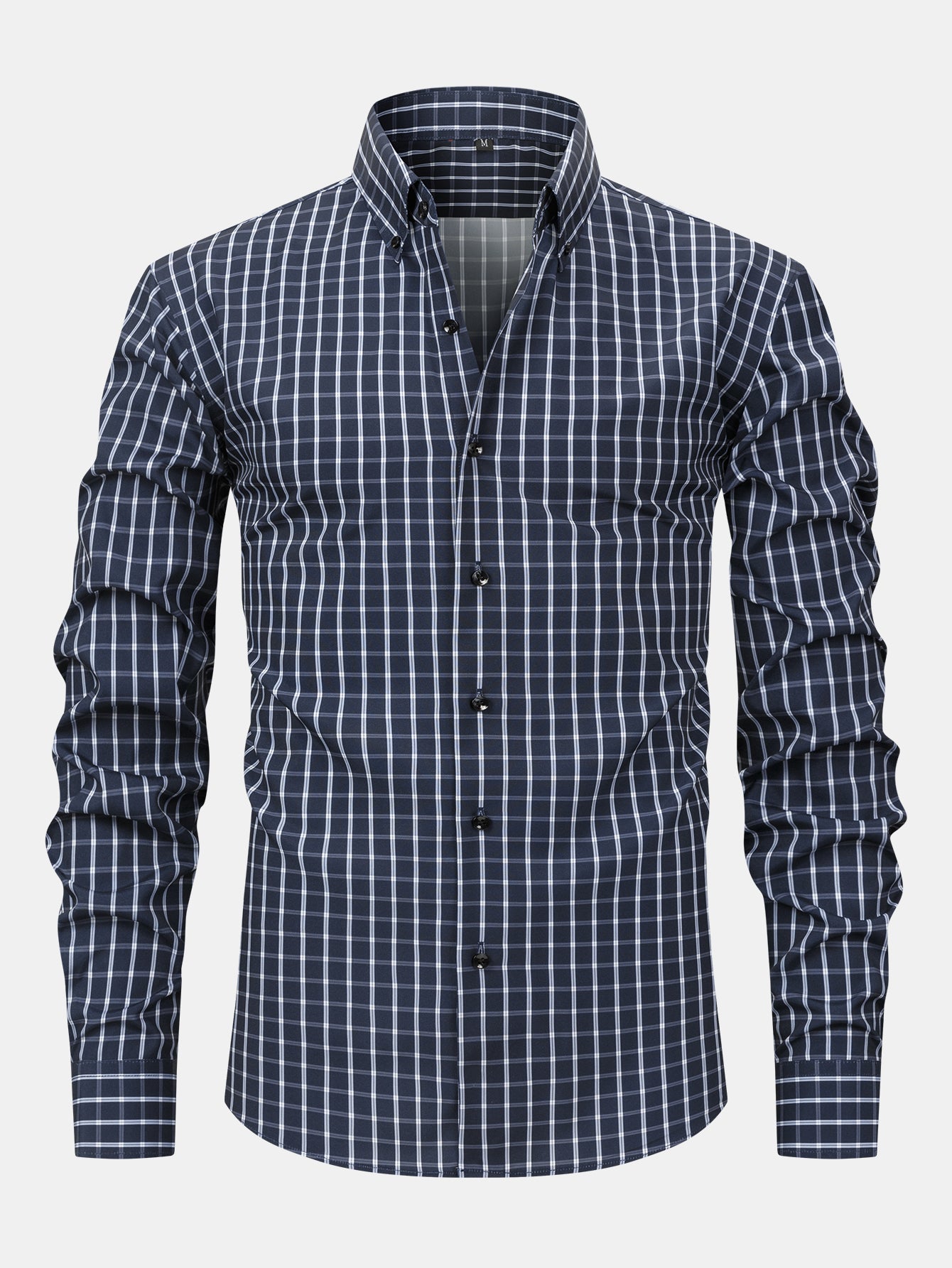 Button-Up Long Sleeve Checked Shirt
