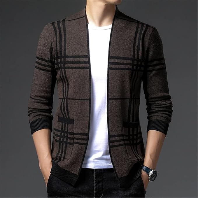 AVANOAH | CHECKERED KNIT CARDIGAN FOR MEN