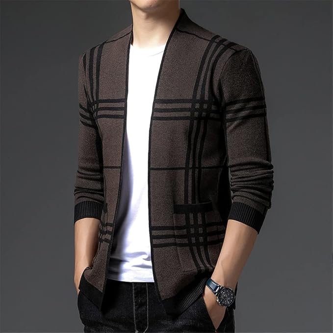 AVANOAH | CHECKERED KNIT CARDIGAN FOR MEN