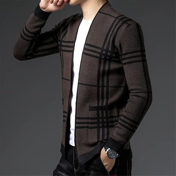AVANOAH | CHECKERED KNIT CARDIGAN FOR MEN