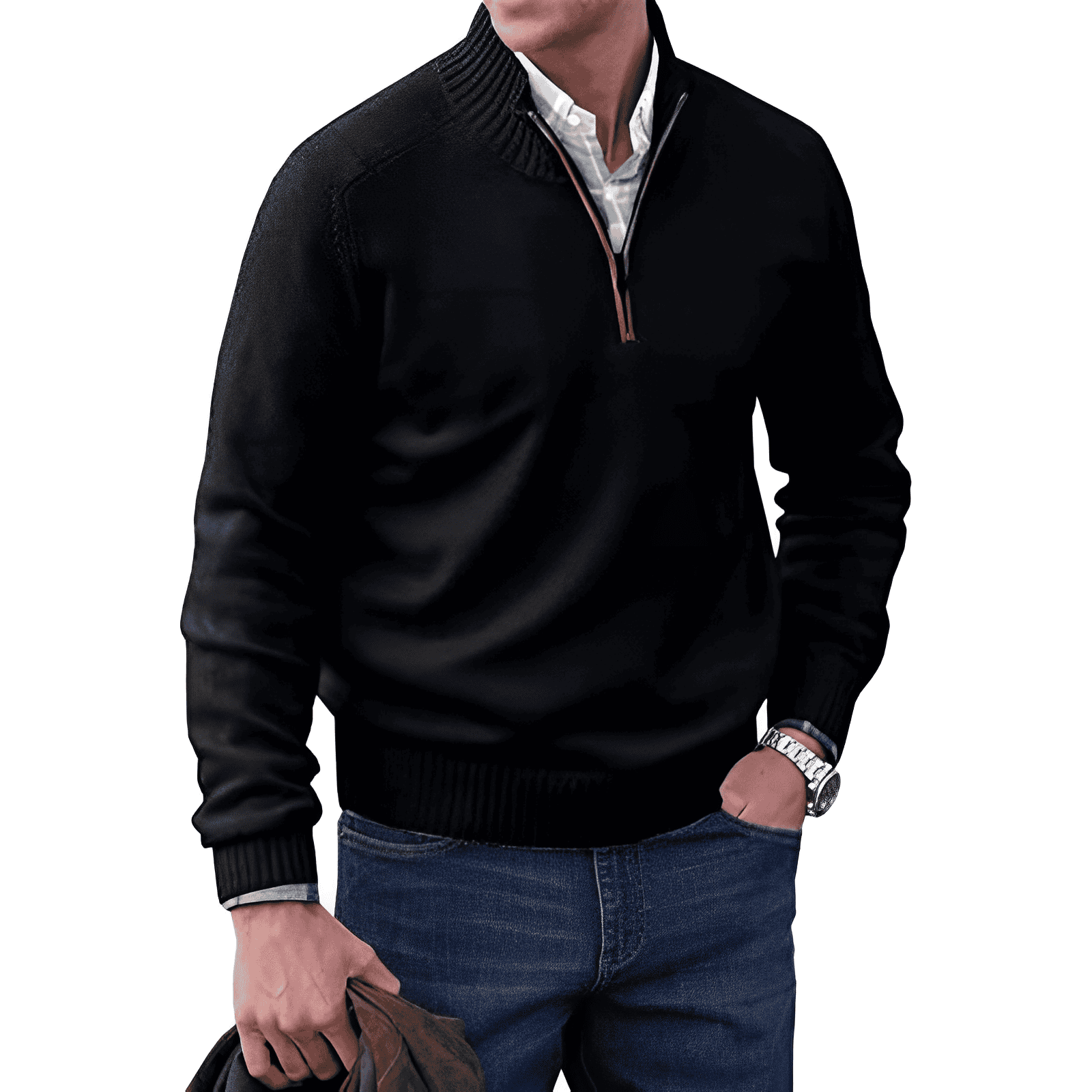 AVANOAH | ZIPPERED KNIT PULLOVER FOR MEN