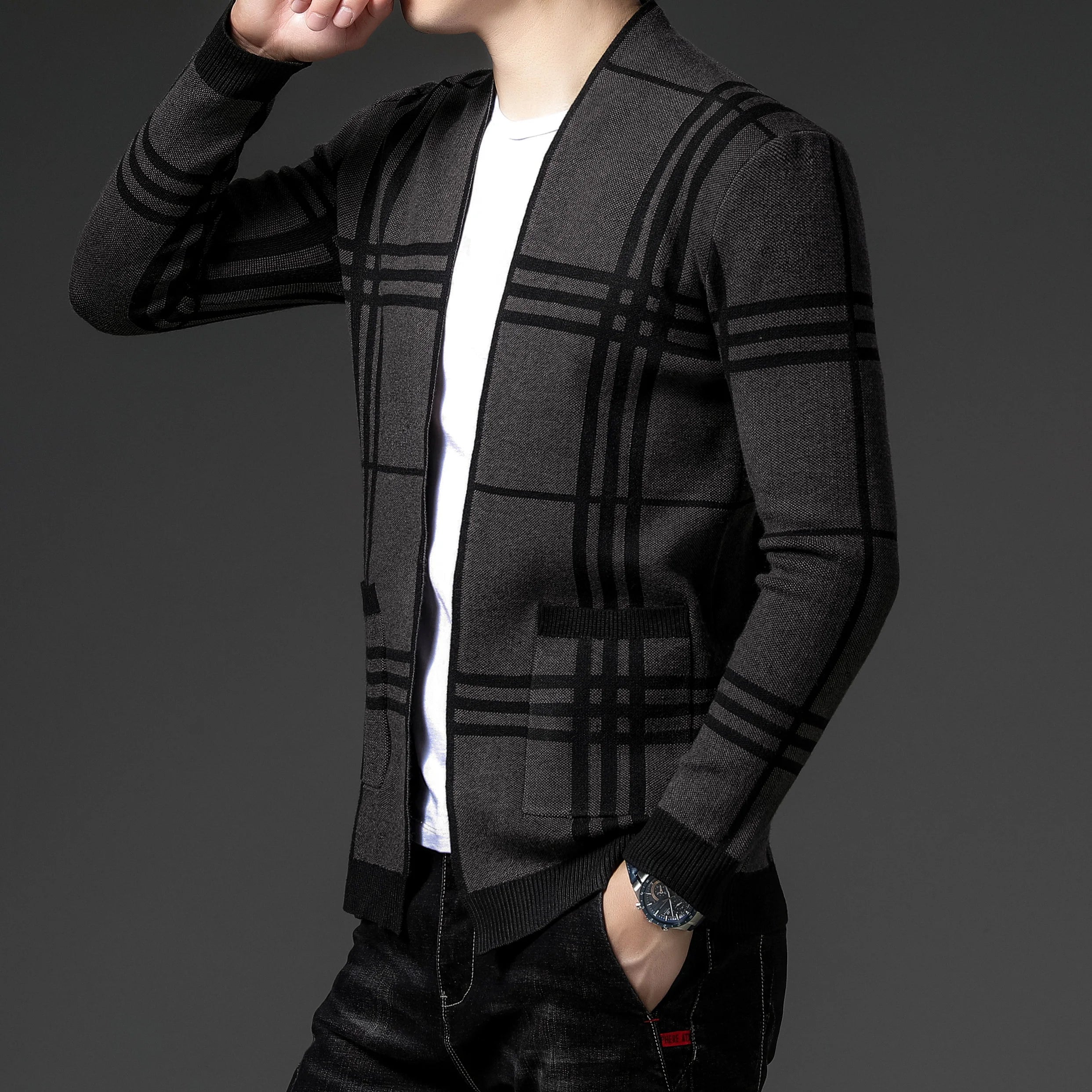 AVANOAH | CHECKERED KNIT CARDIGAN FOR MEN