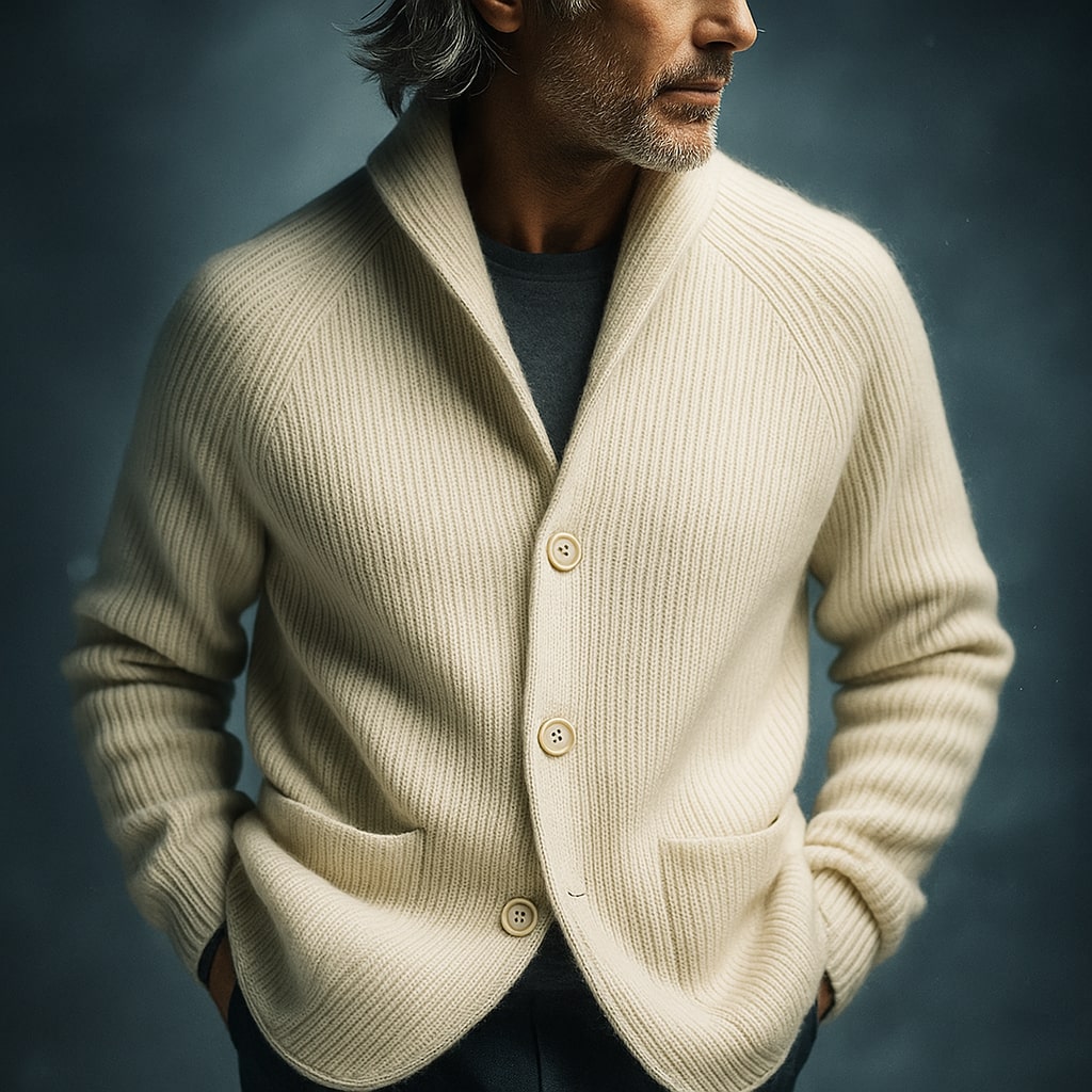AVANOAH | RIBBED WOOL CARDIGAN FOR MEN