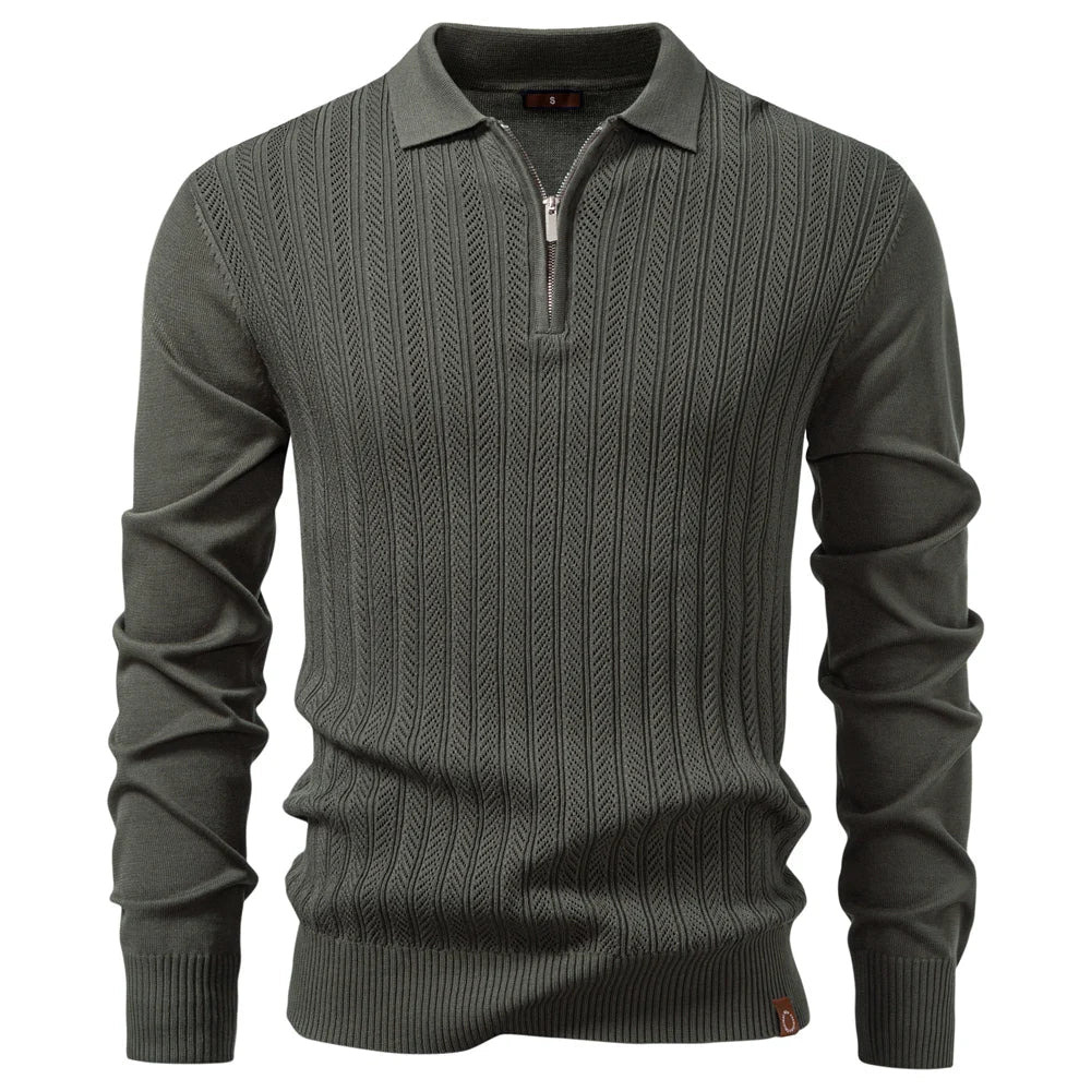 AVANOAH | TEXTURED ZIPPER POLO FOR MEN