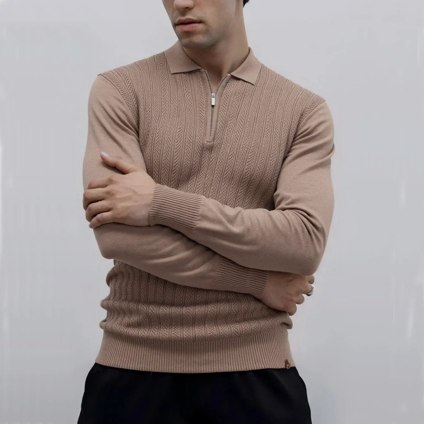 AVANOAH | TEXTURED ZIPPER POLO FOR MEN